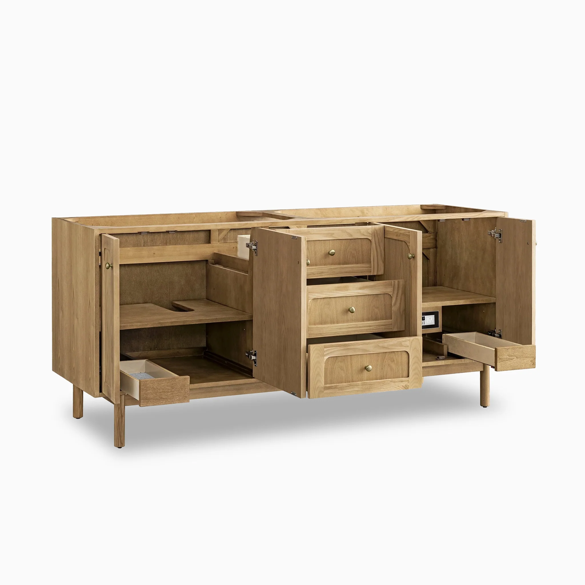 Abigail 72" Double Vanity in Light Natural Oak with 3 cm Eternal Jasmine Pearl Quartz Top - Image 4