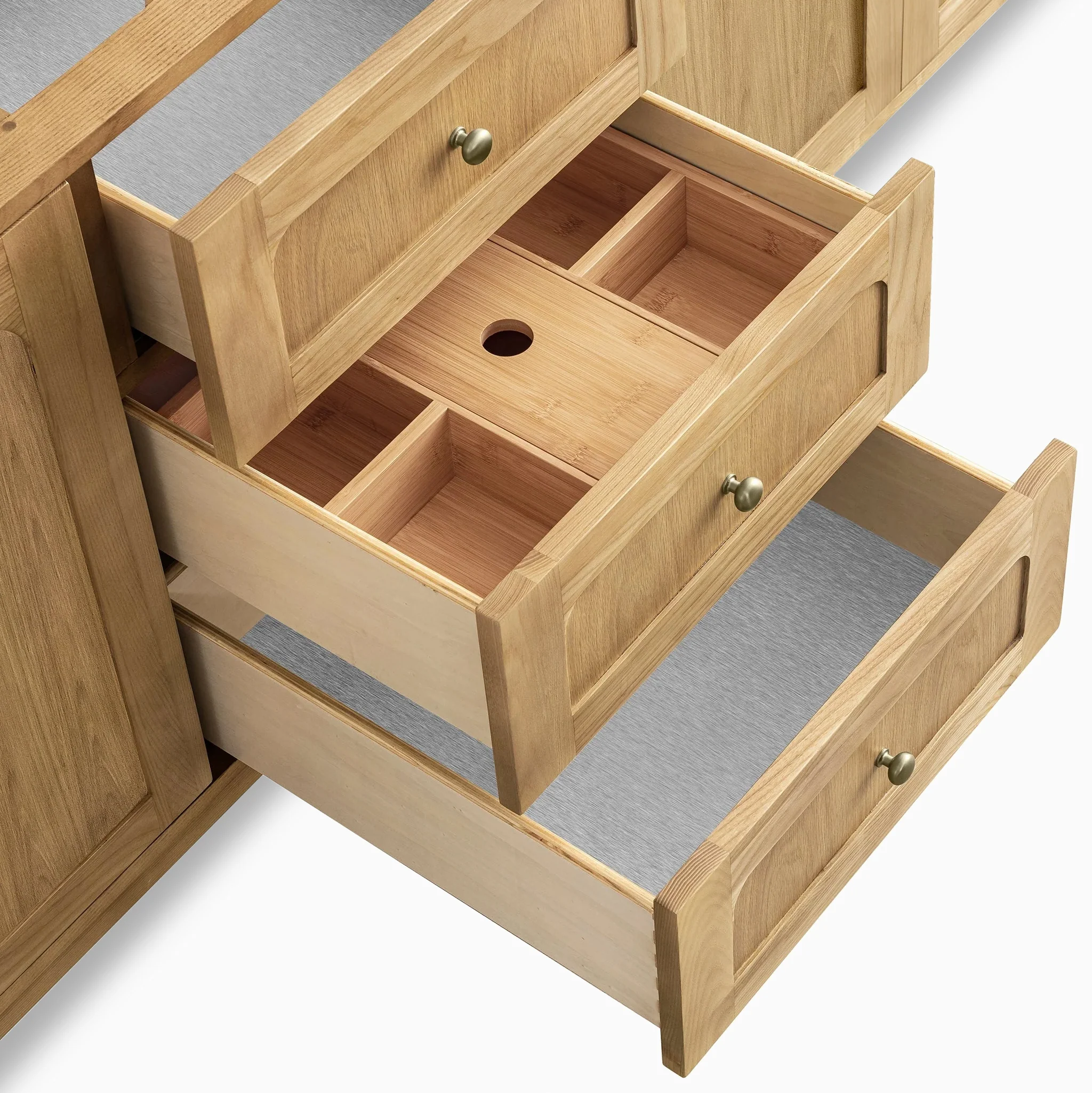 Abigail 72" Double Vanity in Light Natural Oak with 3 cm Eternal Jasmine Pearl Quartz Top - Image 6