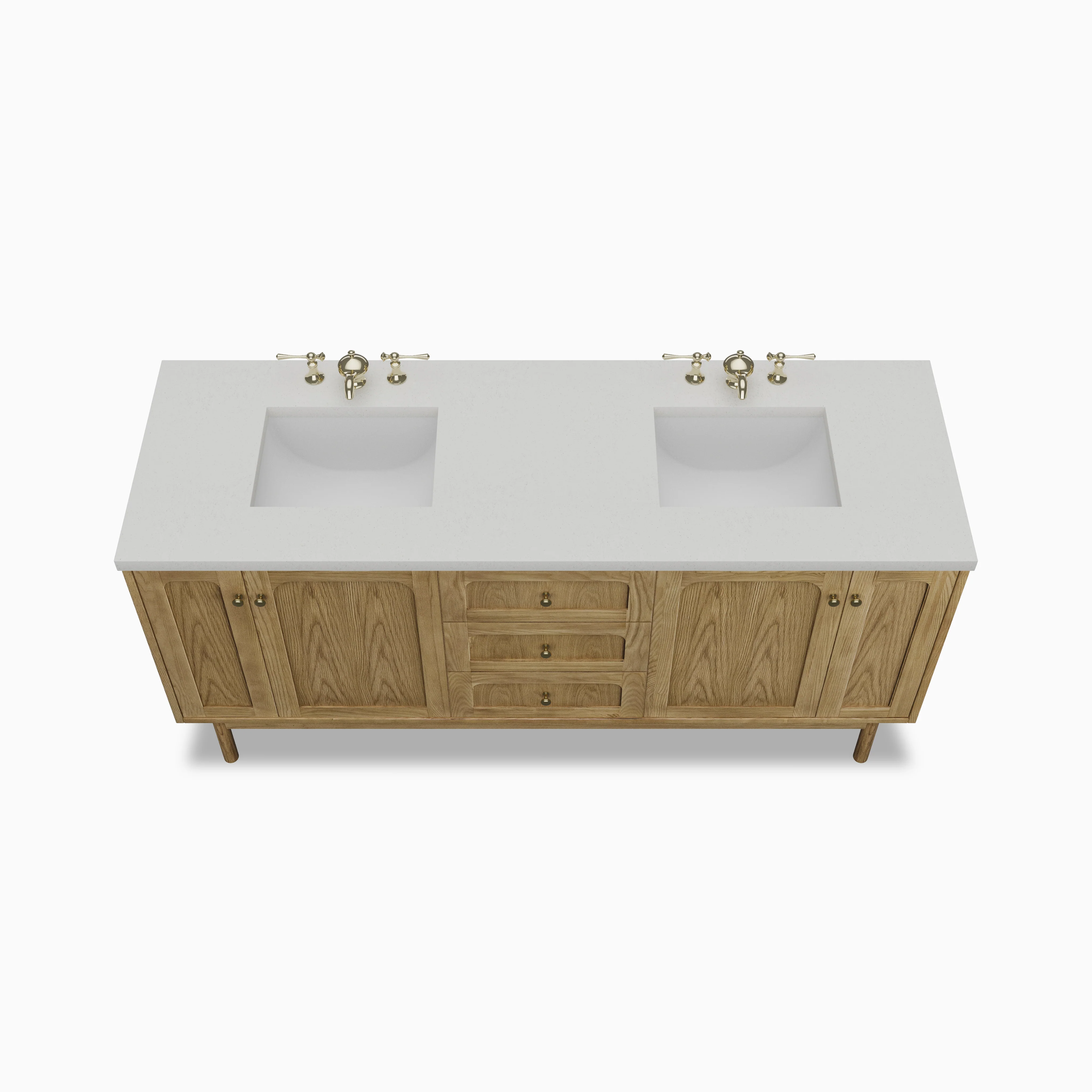 Abigail 72" Double Vanity in Light Natural Oak with 3 cm Lime Delight Quartz Top - Image 3