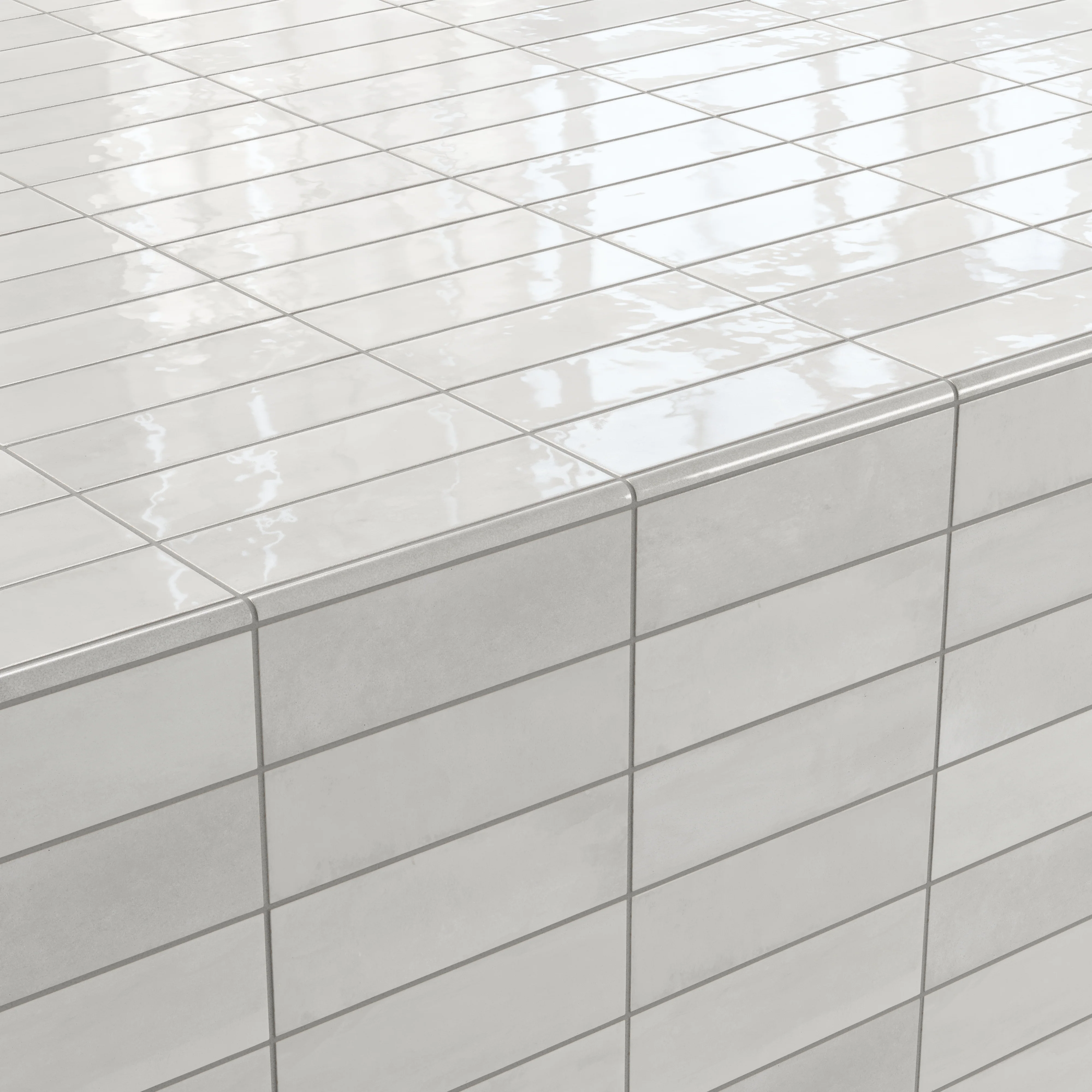 Cleo 0.43x6.3 Glossy Ceramic Rounded Edge Tile in Cloud - Image 4