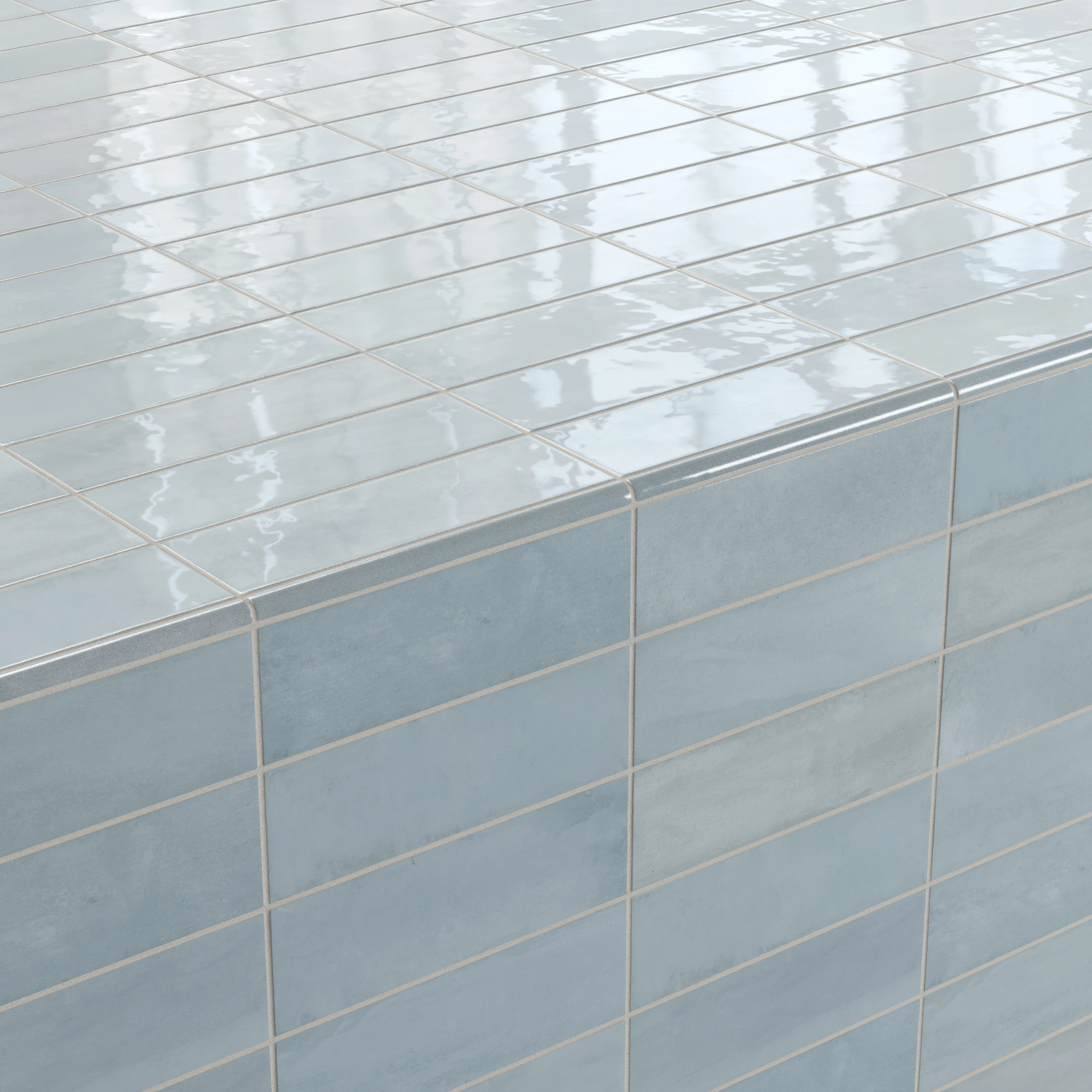 Cleo 0.43x6.3 Glossy Ceramic Rounded Edge Tile in Sky - Image 5
